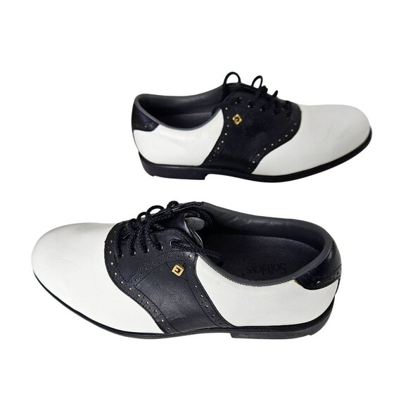 FootJoy SoftJoys Mens 8M Black & White Leather Saddle Golf Shoes Classic Sport main image 4